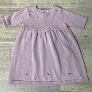 Maina A-Line Floral Embroidered Cotton Baby Dress Lavender 3-6 Months